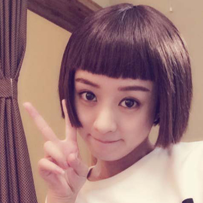 赵丽颖同款假发女短发波波蘑菇头短直发帅气个性逼真图片