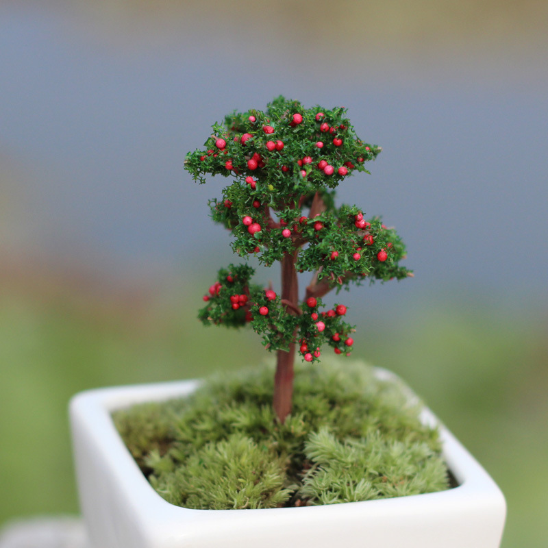 迷你果树桃花树 苔藓微景观饰品 diy仿真材料 装饰造景樱花树